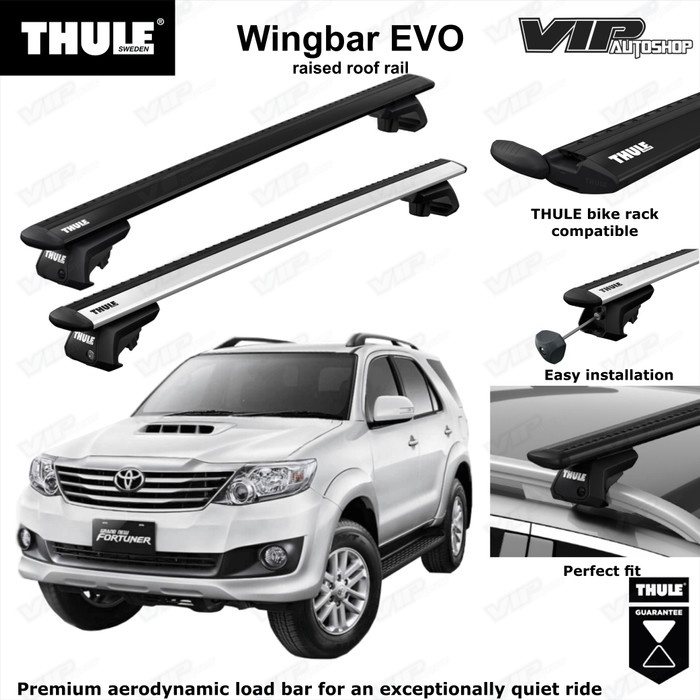 FORTUNER 2004-2015 Thule crossbar Wingbar EVO footpack raised roofrail