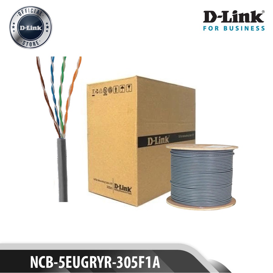 Jual DLink CAT.5E UTP 24AWG Gray Color, Easy Pull Box, 305m Box cable