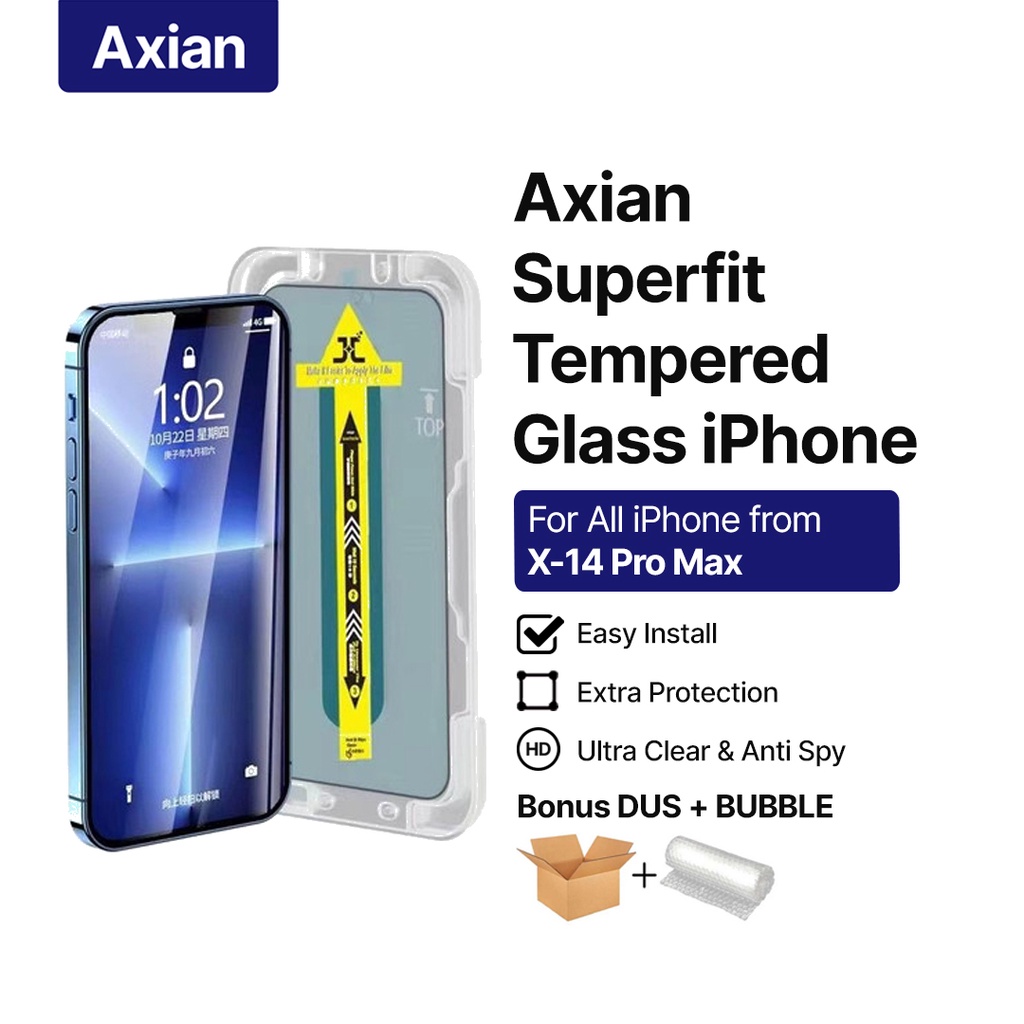Jual Axian Superfit Tempered Glass iPhone X XR XS 11 12 13 Pro Max