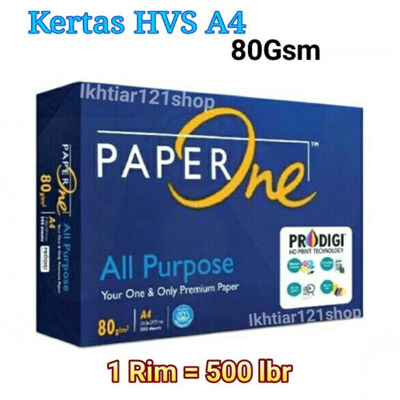 Jual Paket 1 Rim Kertas Hvs A4 80Gsm Paper One isi 500 Lembar | Shopee ...