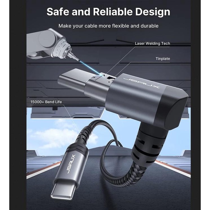 Jual JSAUX 90 Degree USB C to USB C Fast Charge Cable for Steam Deck ...