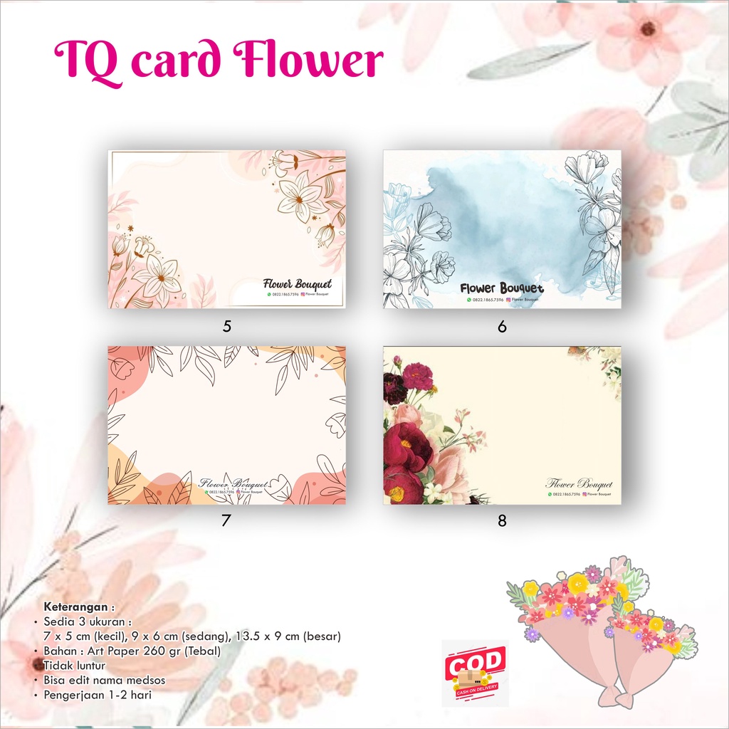Jual [40 pcs] TQ Card Flower / Bunga / Buket / Thank You Card / Kartu ...