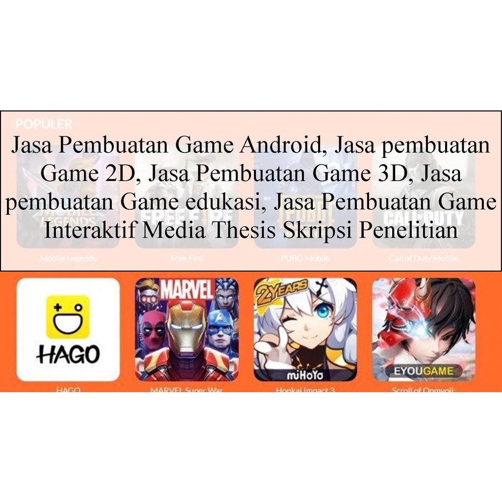 Jual Jasa Pembuatan Game Android, Jasa pembuatan Game 2D, Jasa
