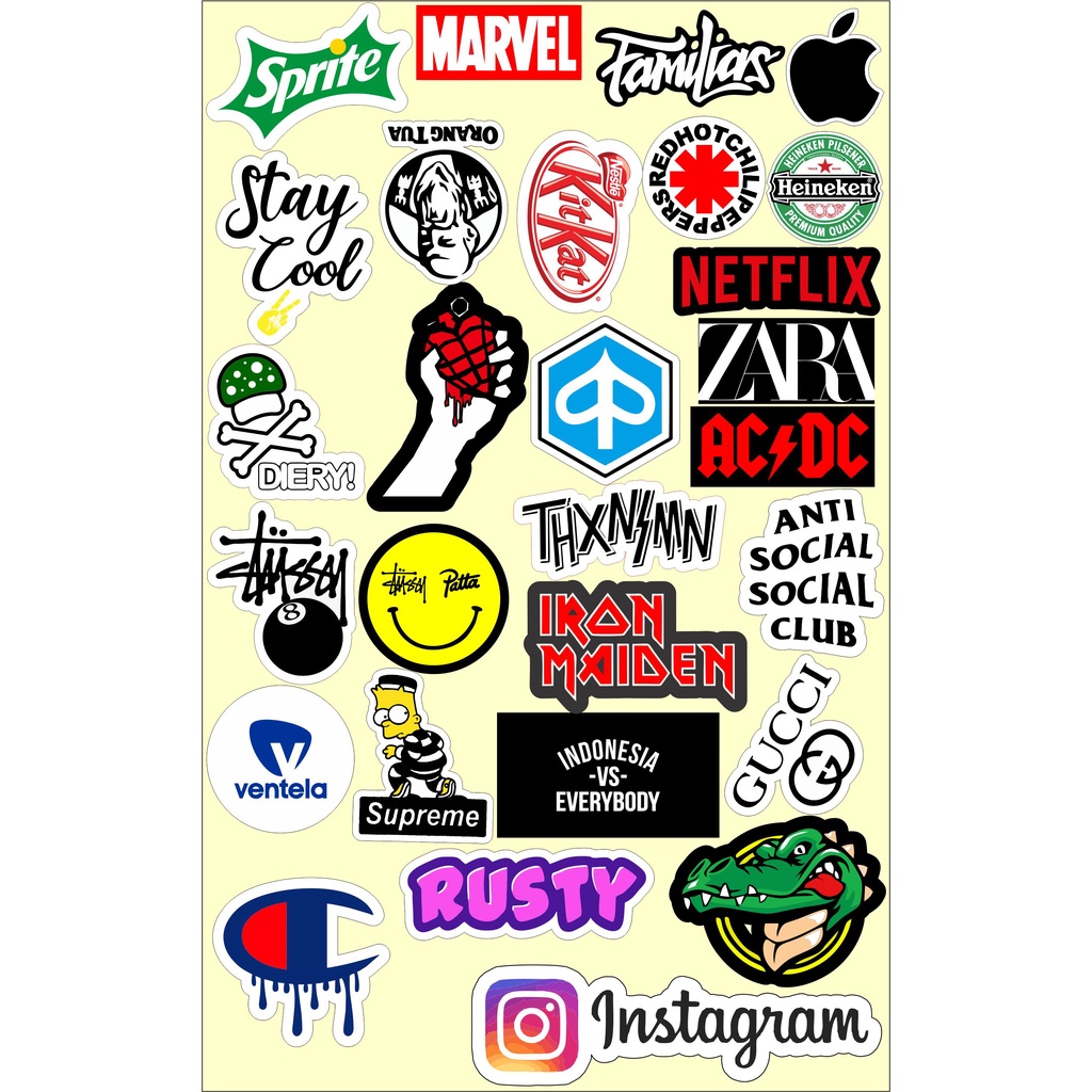 Jual STIKER BRAND DISTRO 117 picis sudah di potong tinggal tempel bahan ...