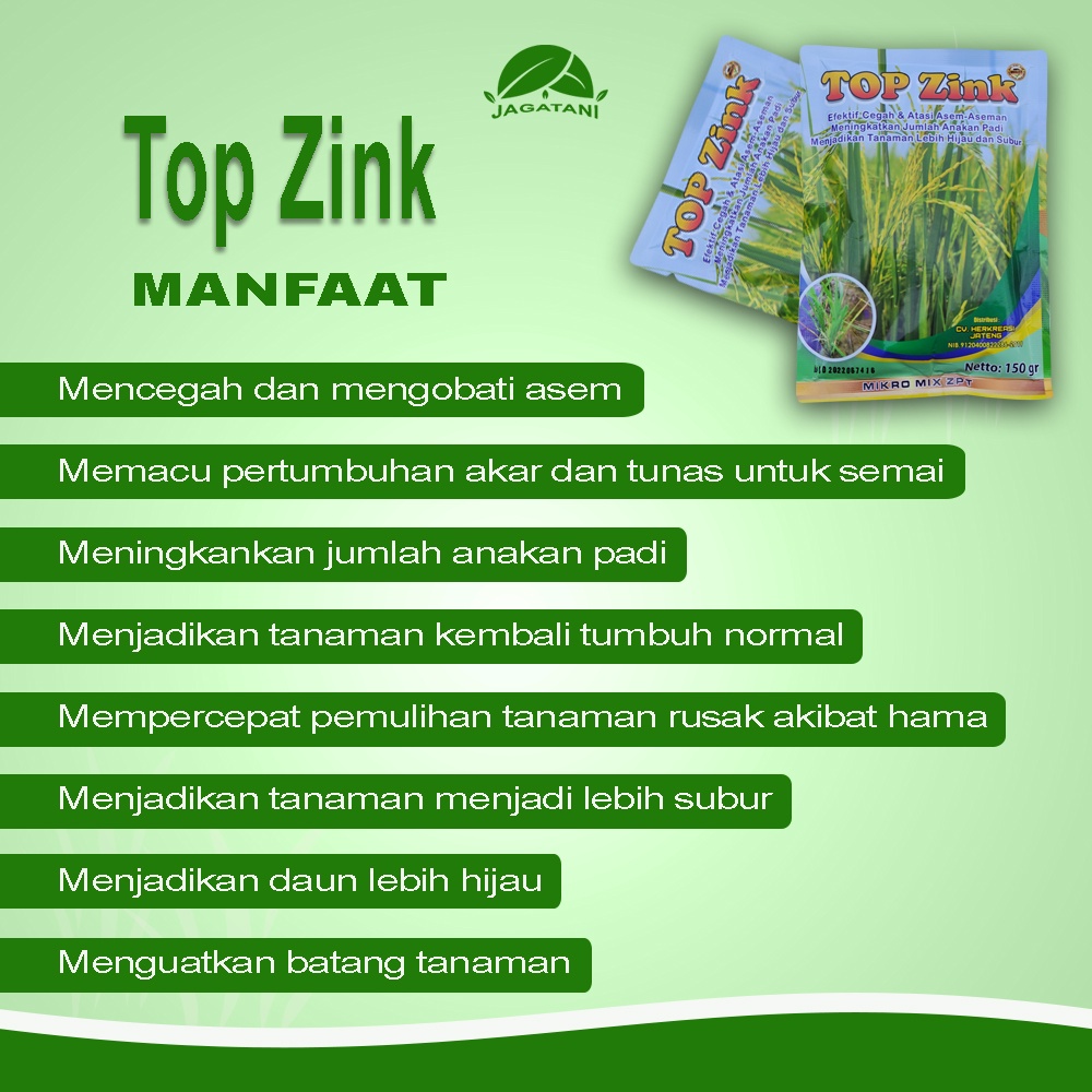 Jual Pupuk Top Zink 150gr Atasi Asem Aseman Memperbanyak Anakan Padi ...