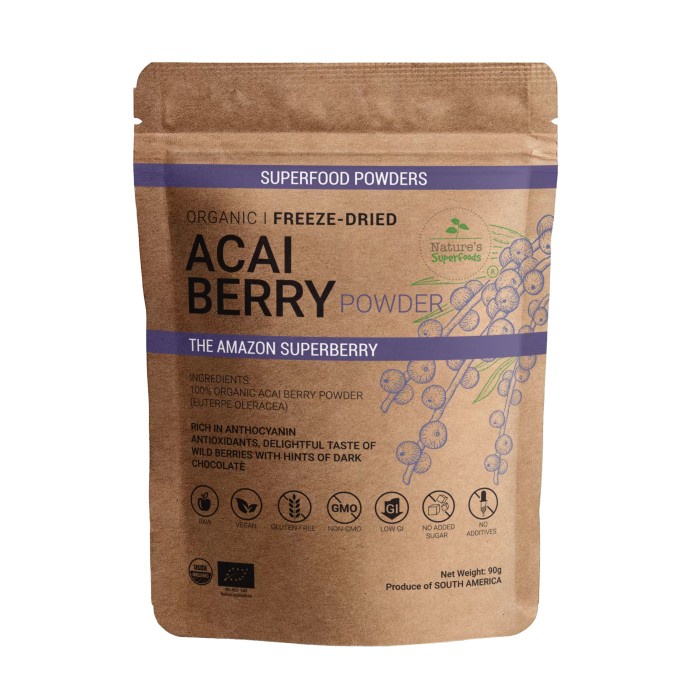 Jual NATURE'S SUPERFOODS Organic Acai Berry Powder, 90 g | Shopee Indonesia