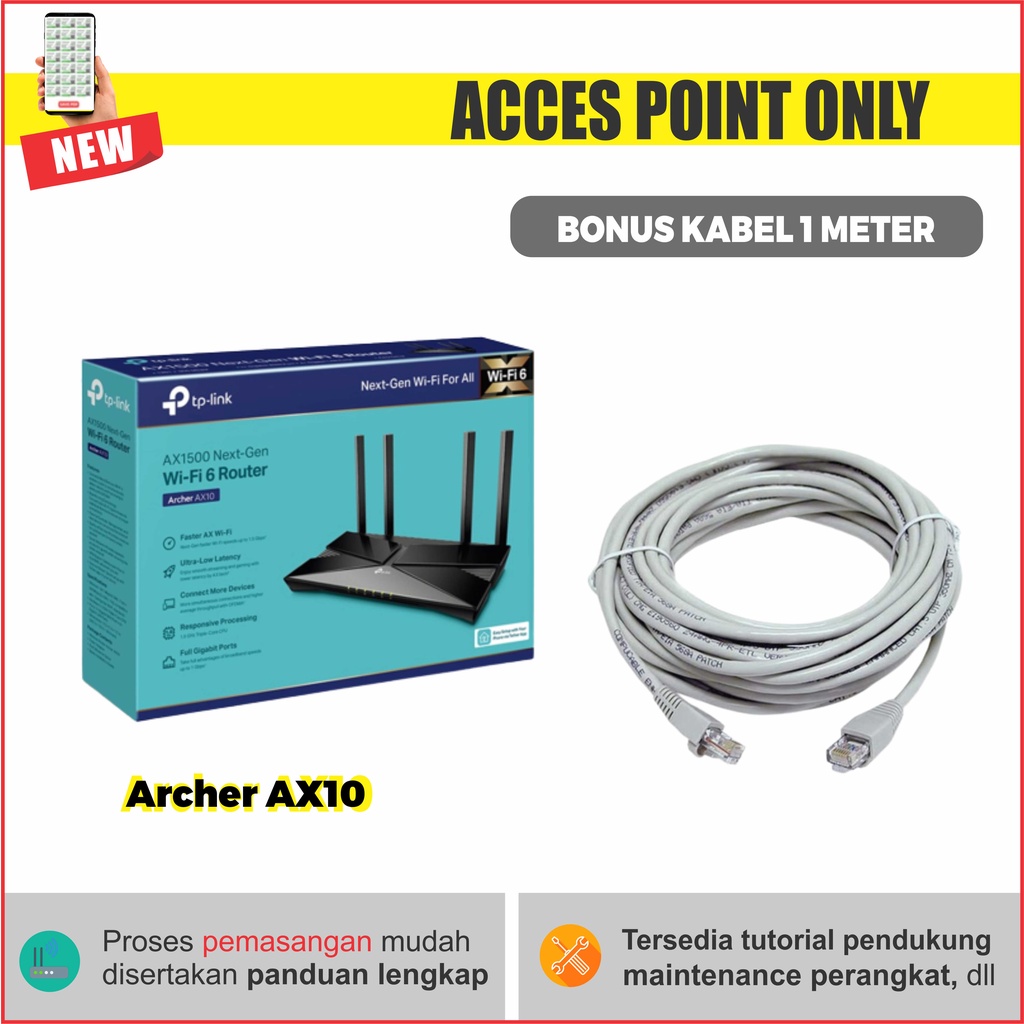Jual Access Point ONLY Siap Pakai Full Setting TP LINK Archer AX10