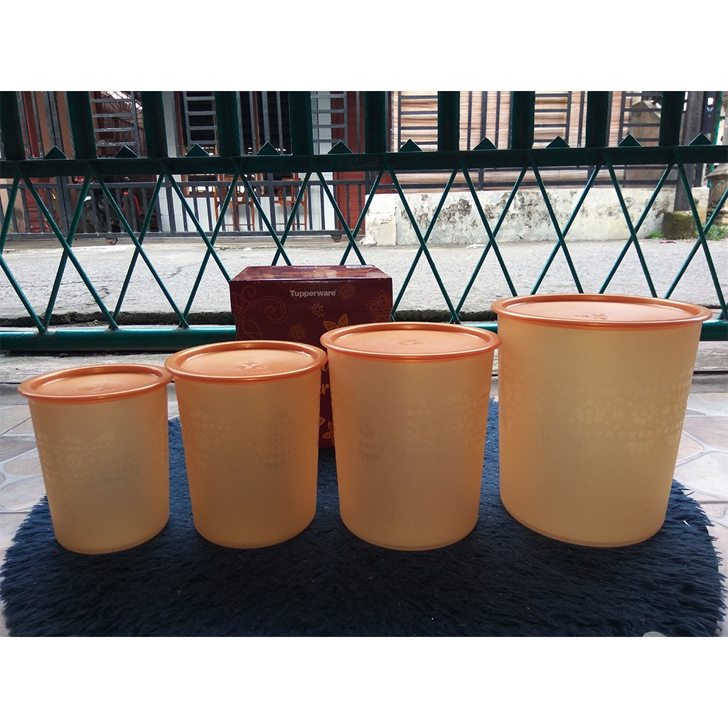 Jual TUPPERWARE Mosaic Canister Set Edisi Gold Shopee Indonesia