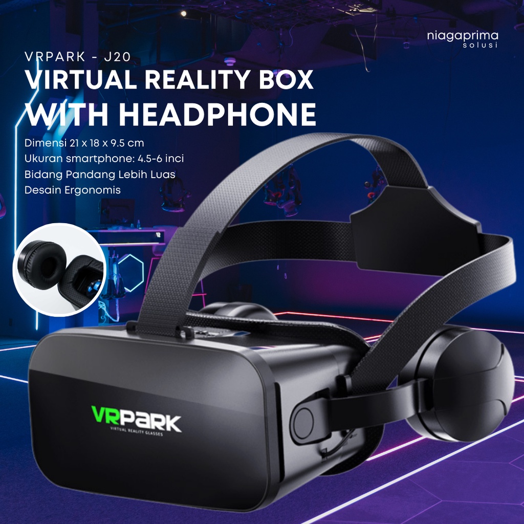Jual VR Park Box Kacamata Virtual Reality 3D Glasses Dengan Headphone