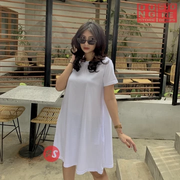 Kaos Polos Dress Pocket Wanita Casual Fashion Korean Baju Atasan Midi Dres Saku Didua Sisi