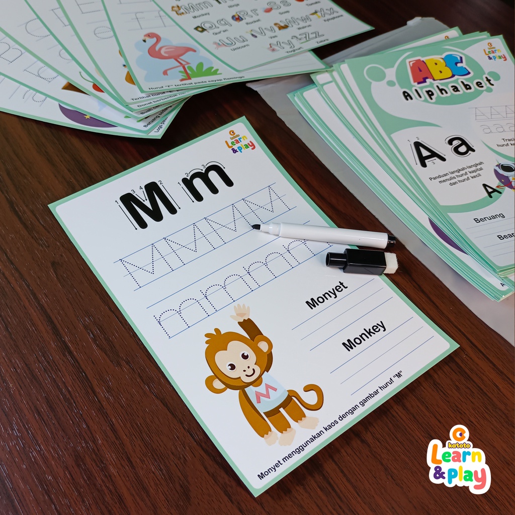 Jual ALPHABET WIPEABLE ACTIVITY WORKSHEET, MENGENAL HURUF ABC, SPIDOL ...