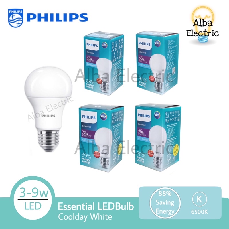 Jual PHILIPS Lampu LED Essential 3W 5W 7W 9W 11W 15W Putih Bulat Bohlam ...