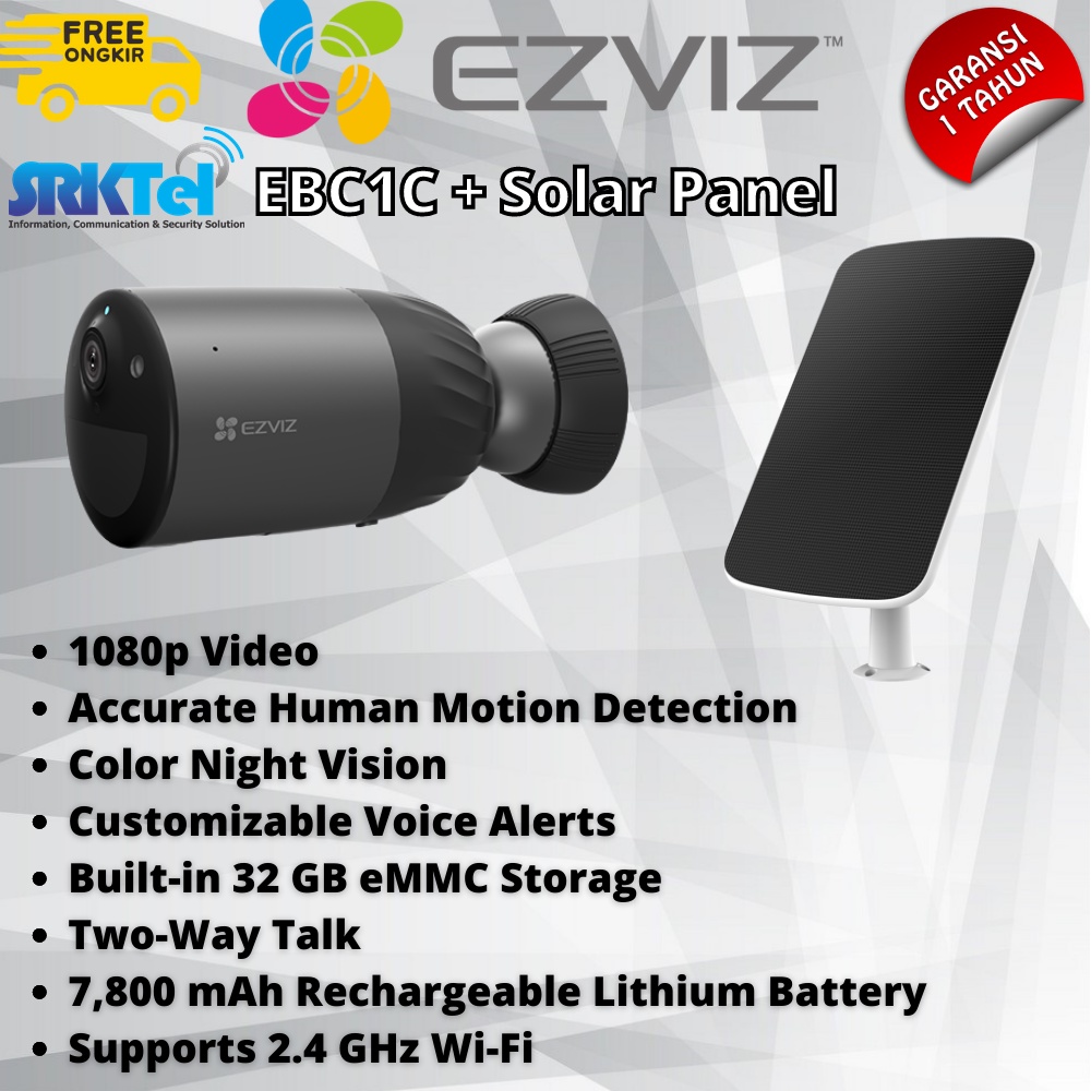 Jual Ezviz Bc C Kit Solar Panel Baterai Camera Cctv Tanpa Kabel