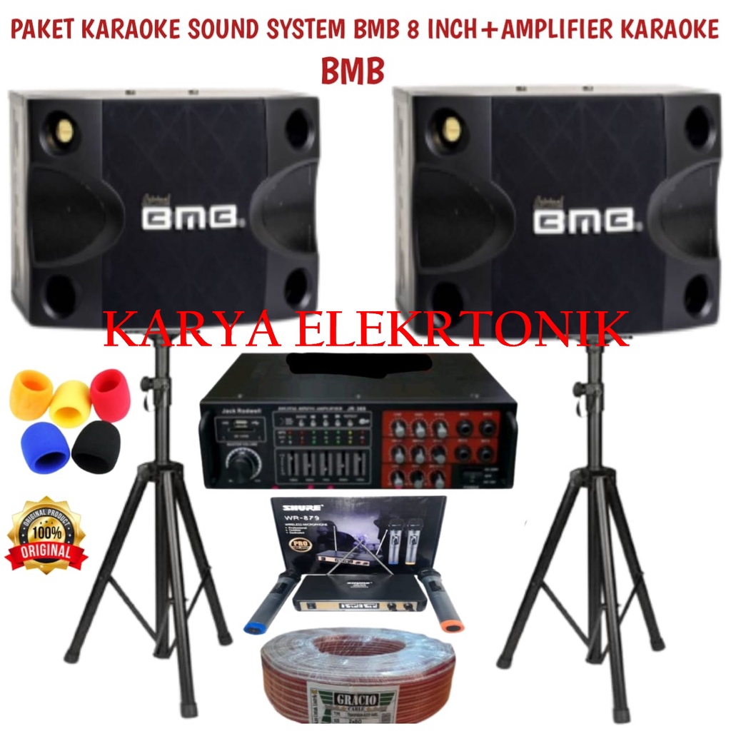 Jual paket karaoke BMB original sound system bluetooth speaker 8 inch ...