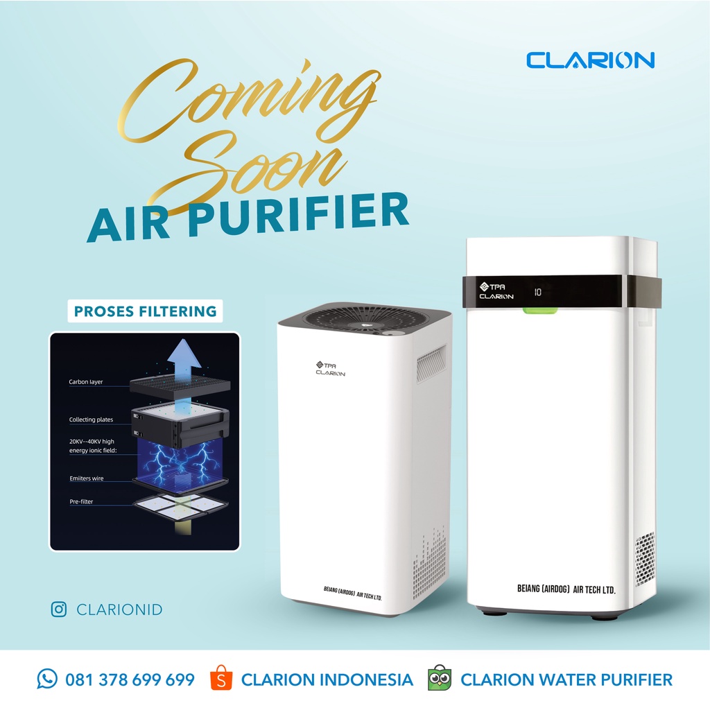 Jual Air Purifier CLARIONTPAX5. Pemurni Udara. Electrostatic Air