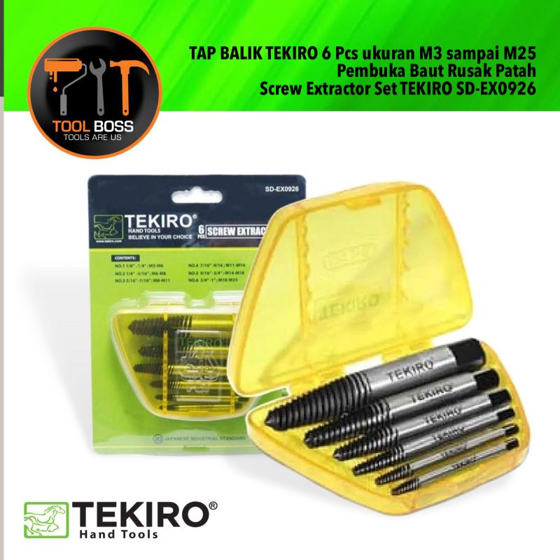 Jual TAP BALIK TEKIRO 6 PCS - PEMBUKA BAUT RUSAK PATAH SCREW EXTRACTOR ...