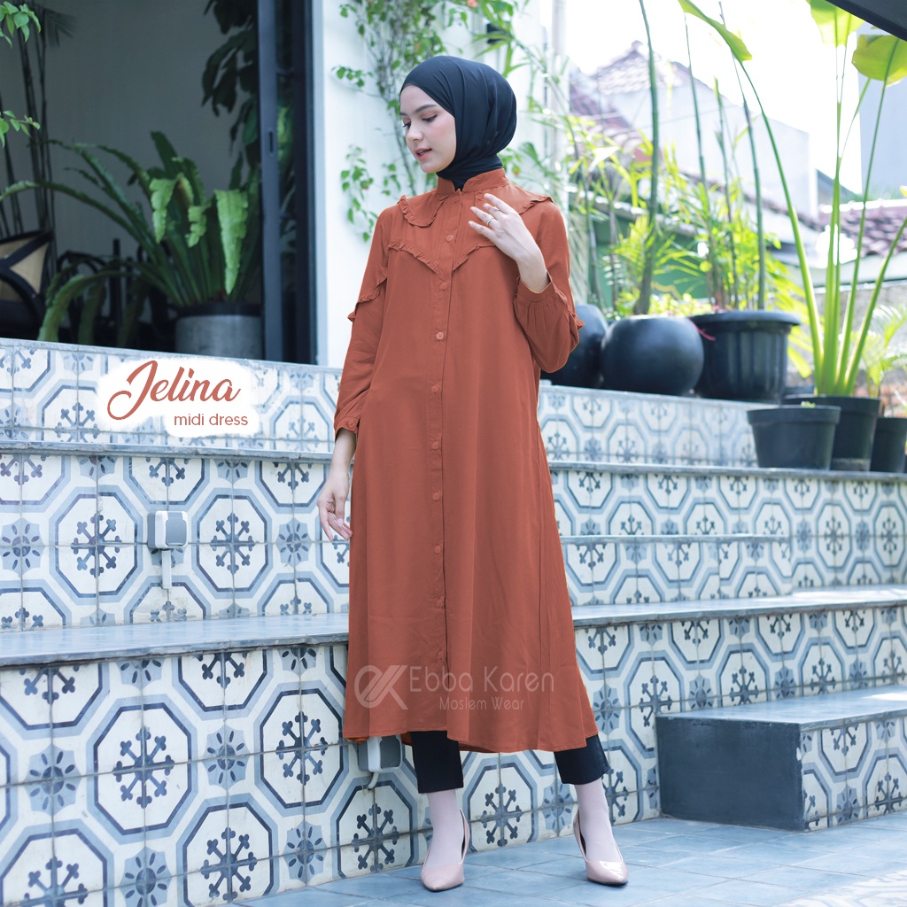 Jual MiniDress Tunik kekinian Terbaru Jelina Set OOTD Kondangan Midi Dress Korean Style Mini Dress Polos Basic Dress Hijab Casual Best Seller Dress Muslimah Casual Shopee Indonesia