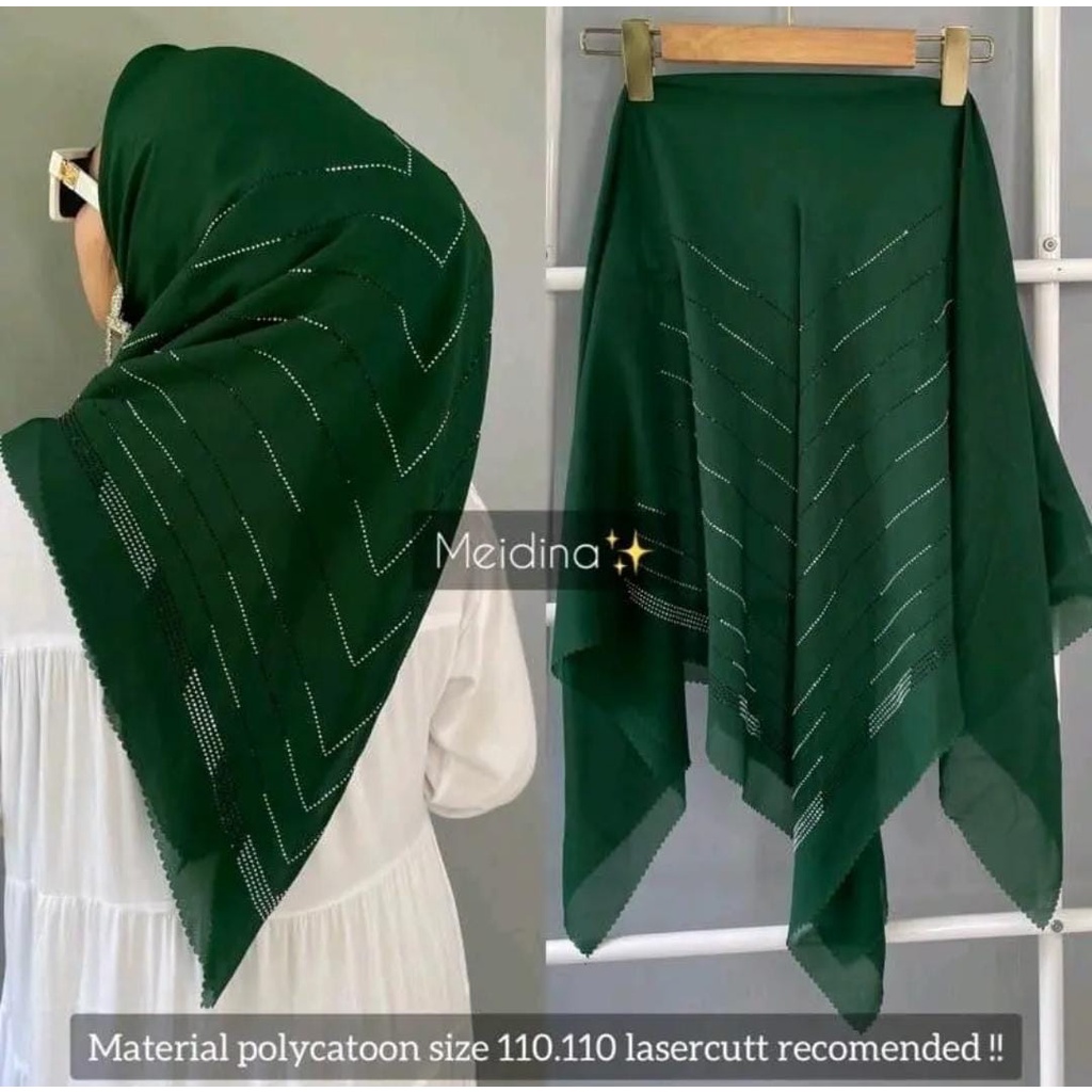 Hijab Segi 4 Empat Laser CUT SWAROVSKI/ POLLYCOTTON/ DENAY MOTIF MAHKOTA/ SEGIEMPAT PAYET / Kerudung Segi 4 Payet WARNA TERLENGKAP