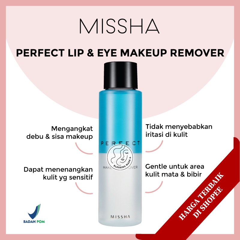 Jual [BPOM] Missha Perfect Lip & Eye Makeup Remover 155mL Shopee