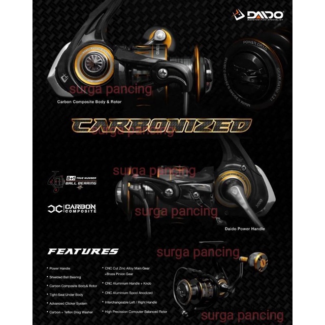 Jual Reel DAIDO CARBONIZED body carbon / power handle | Shopee Indonesia