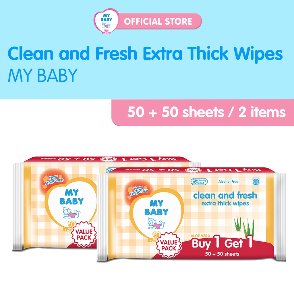 Jual My Baby Wipes Extra Care 50+50s Clean Fresh Bundle Pack Exp