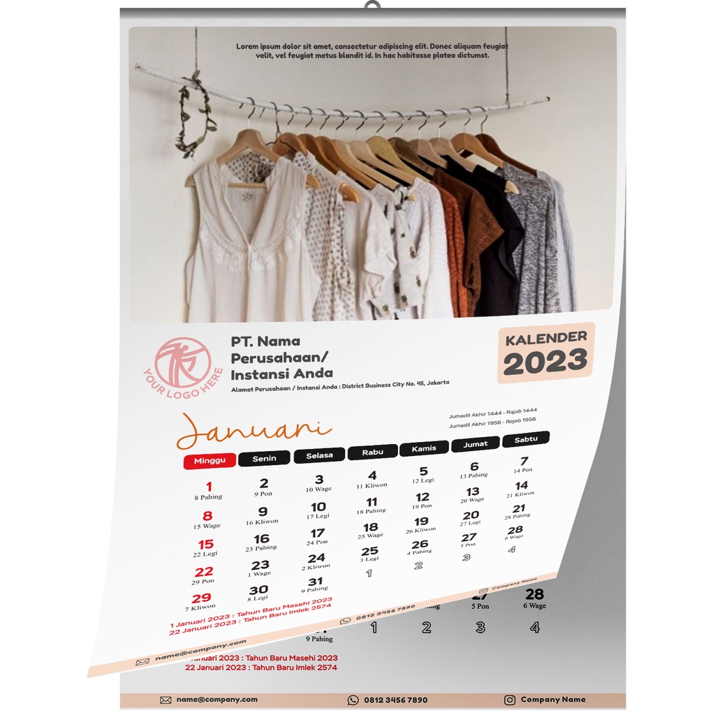 Jual Cetak Kalender Tahun 2024 Custom - Finishing Spiral - Isi 6 Lembar ...