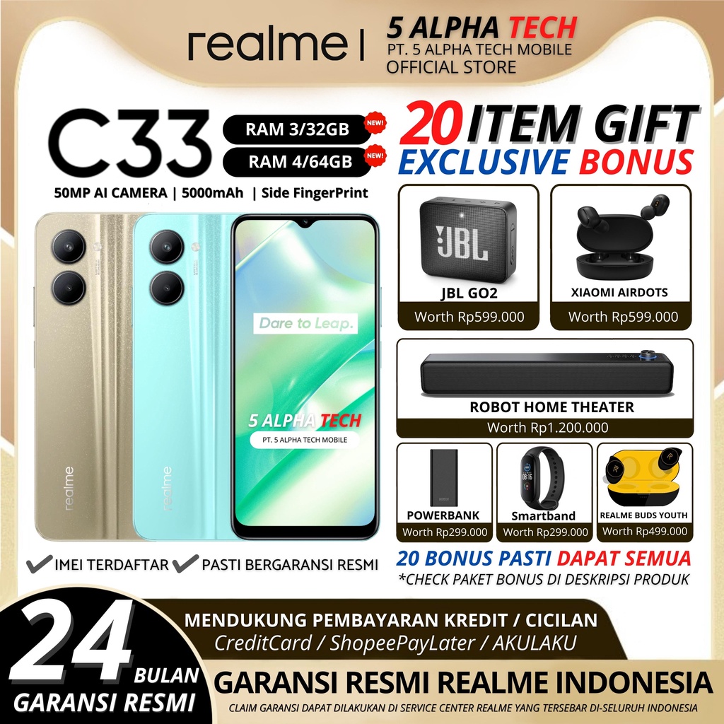 Jual REALME C33 4/64GB 3/32GB Garansi Resmi Realme Indonesia | Shopee ...