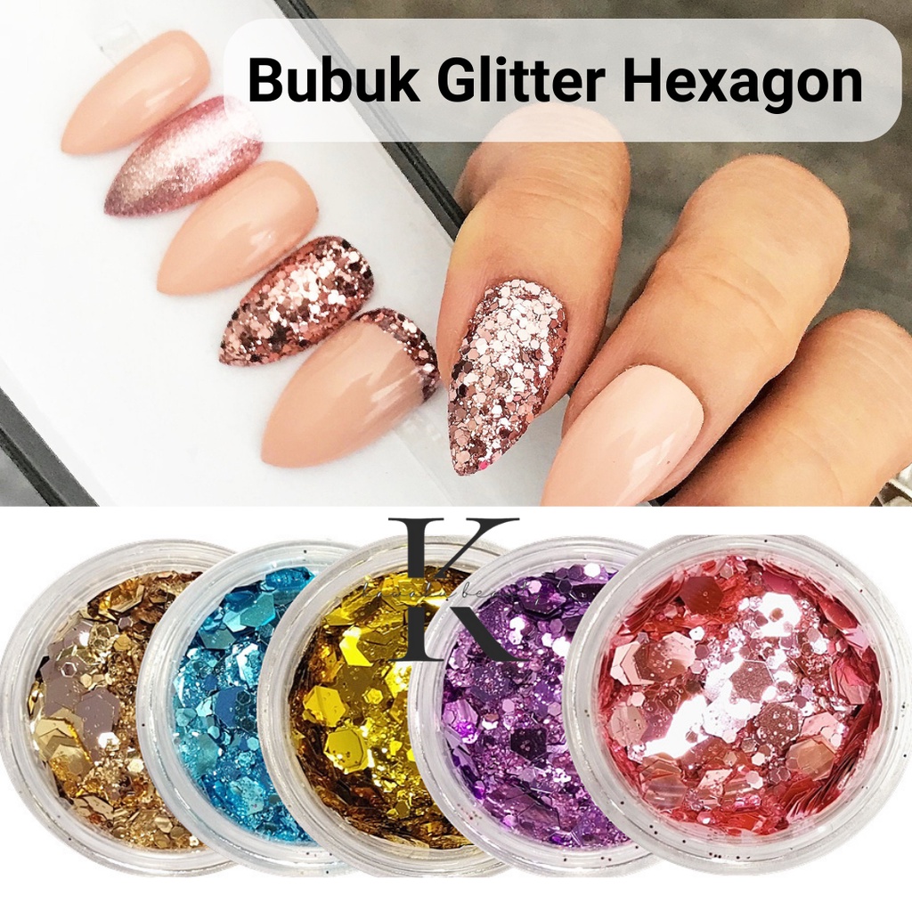 Jual AKSESORIS GLITTER NAIL ART GLITTER SEQUIN HEXAGON / Bubuk Glitter