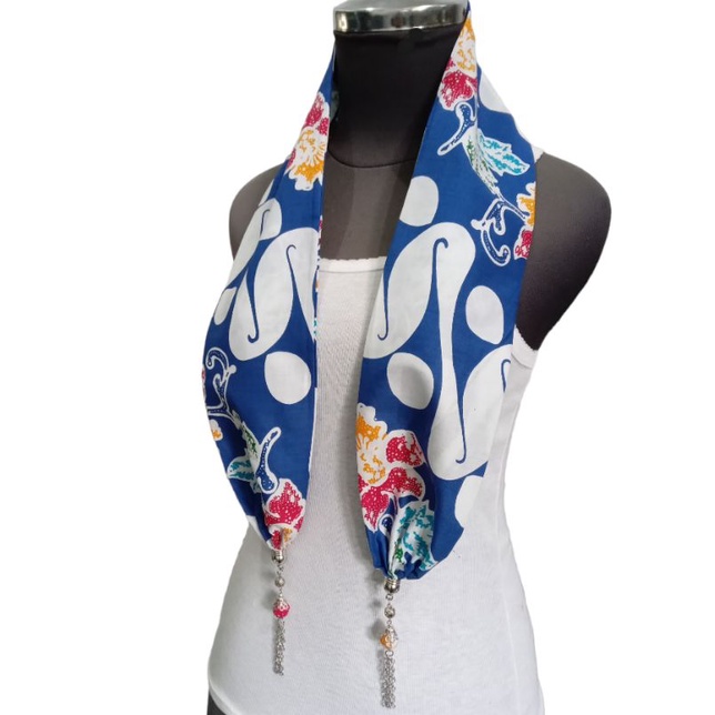 Jual syal batik biru (warna biru bca) | Shopee Indonesia