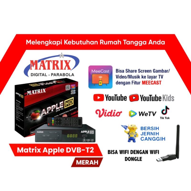 Jual SET TOP BOX MATRIX APPLE MERAH / GARUDA RECEIVER DIGITAL YOUTUBE ...