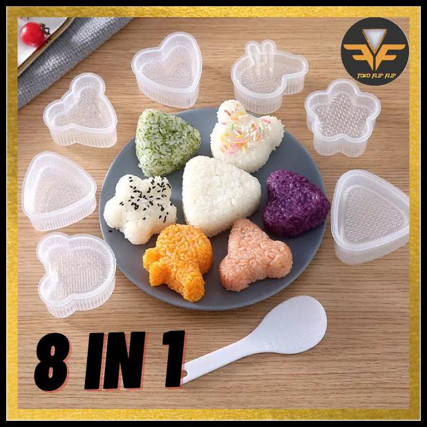 Jual Cetakan Nasi Bento Onigiri Set 8 In 1 Free Centong Nasi Mini ...