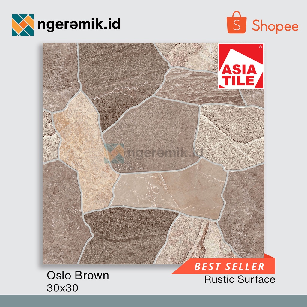 Jual Keramik Lantai Kasar 30x30 Asia Tile Oslo Brown Grey 30x30