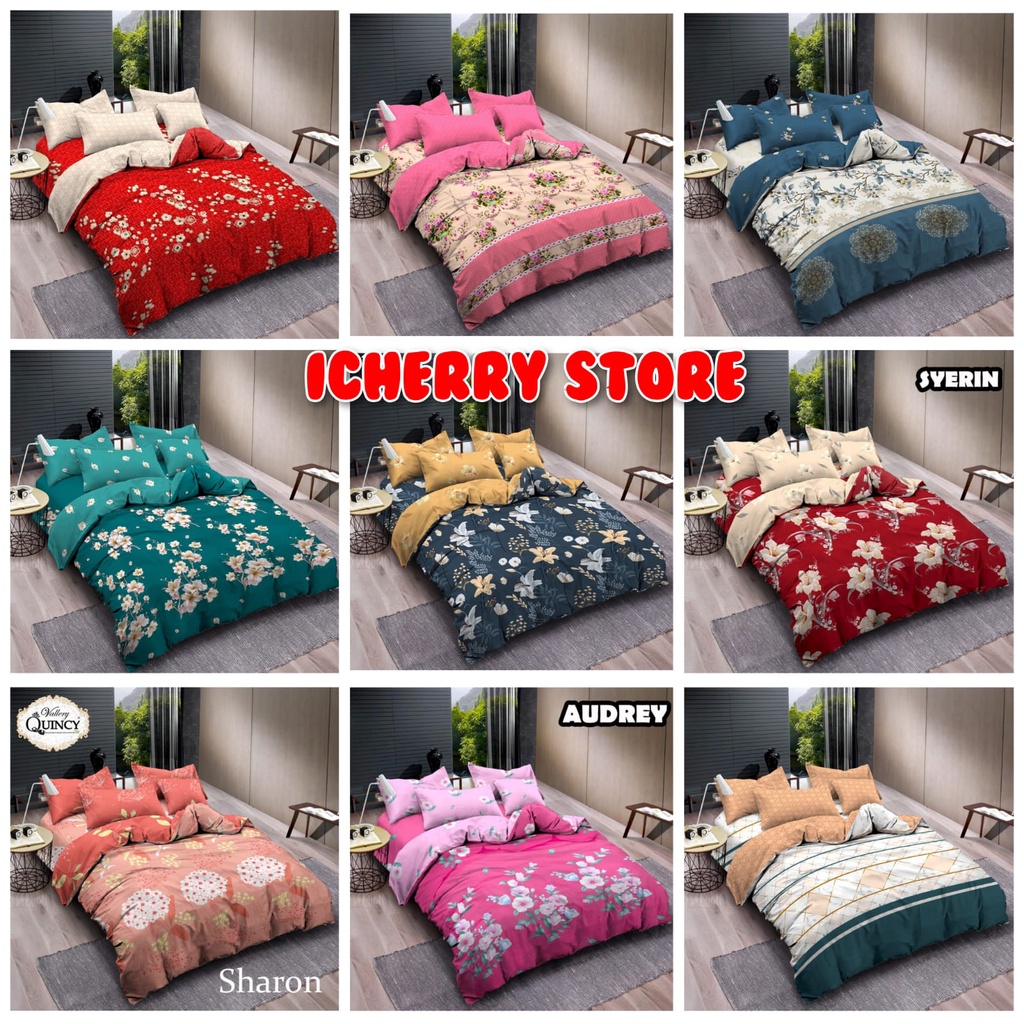 Jual Full Set Bedcover + Sprei Vallery Quincy Jacguard 3D Queen King