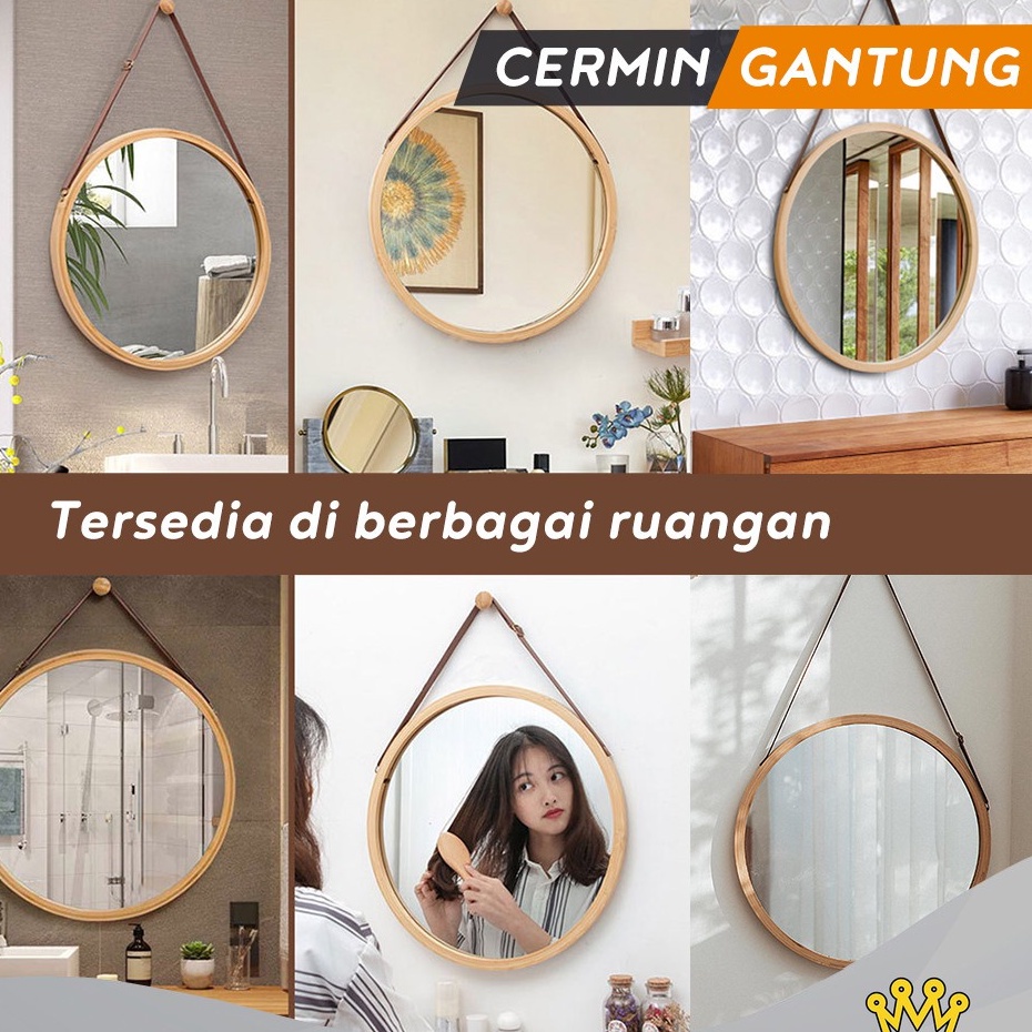 Jual Cermin Gantung Cantik Cermin Rotan Aesthetic Mirror Kaca Gantung Hias Hiasan