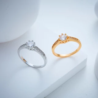 79J Hyl Jewelry Cincin Titanium Wanita Emas Muda Anti Karat Asli Silver Emas Couple Dewasa Dan Luntur Logam Asesoris