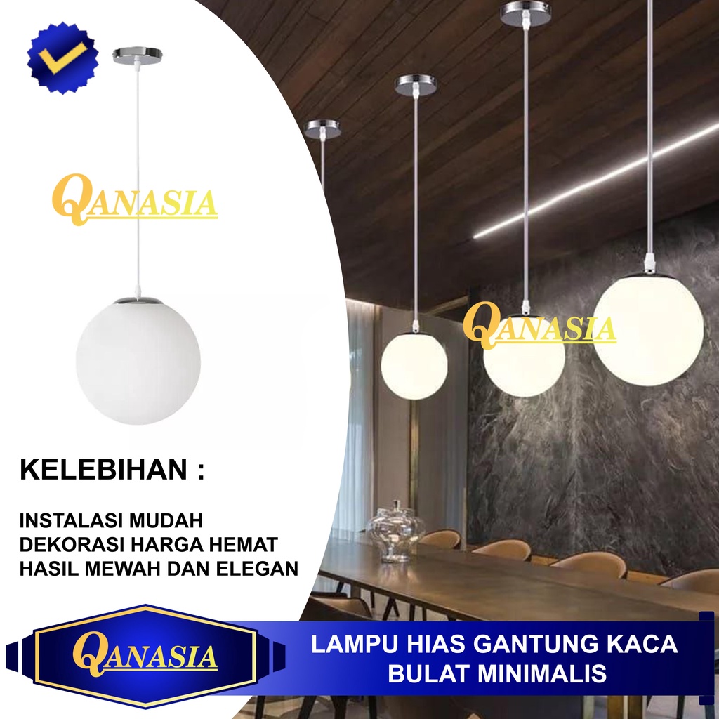 Jual Lampu Hias Gantung Kaca Bulat Dekorasi Rumah Cafe Minimalis
