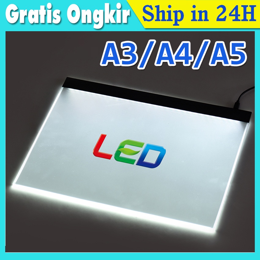 Jual drawing tracing A4 copy board papan LED light pad ultra slim ...