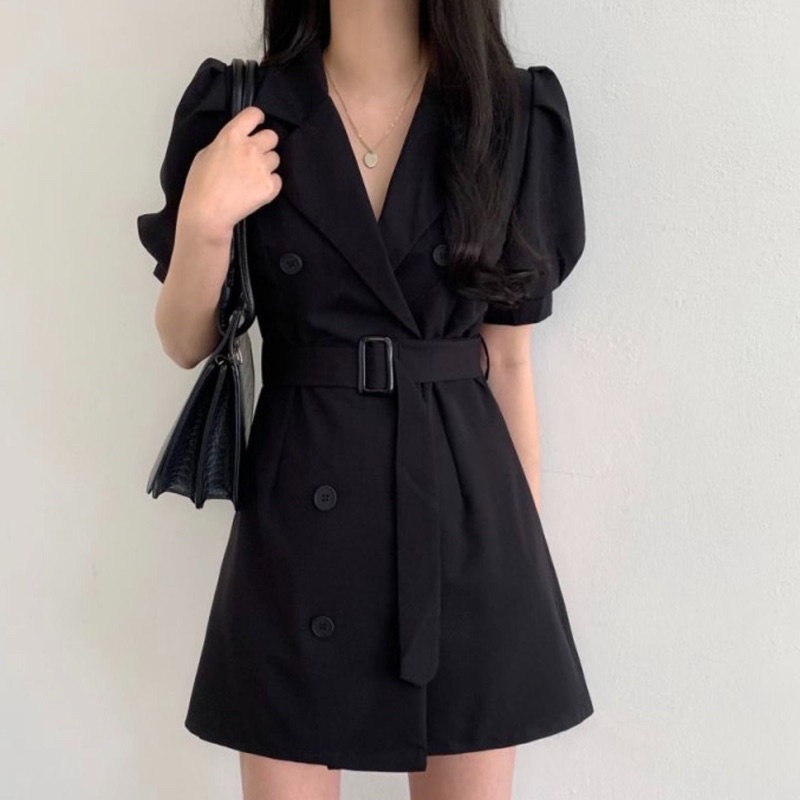 Jual Jaden Dress Korean Simple Basic Mini Formal Rapi Sopan Kerah Kerja ...