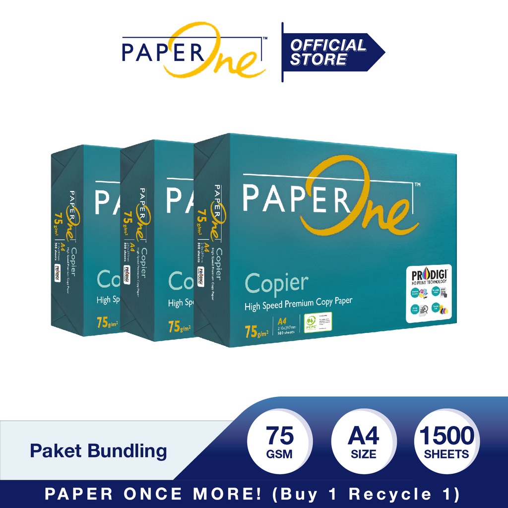 Jual Paperone Kertas A4 75gr Copier 3 Rim 1500 Lembar Kertas Hvs