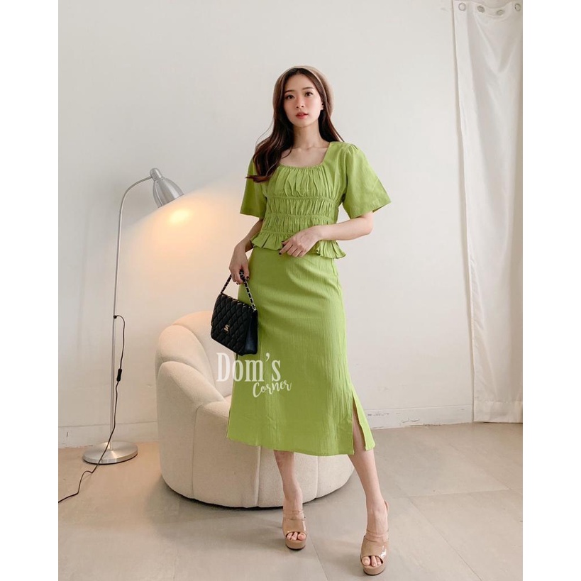 Jual Fuji set skirt korean set baju ala korea puff sleeve set