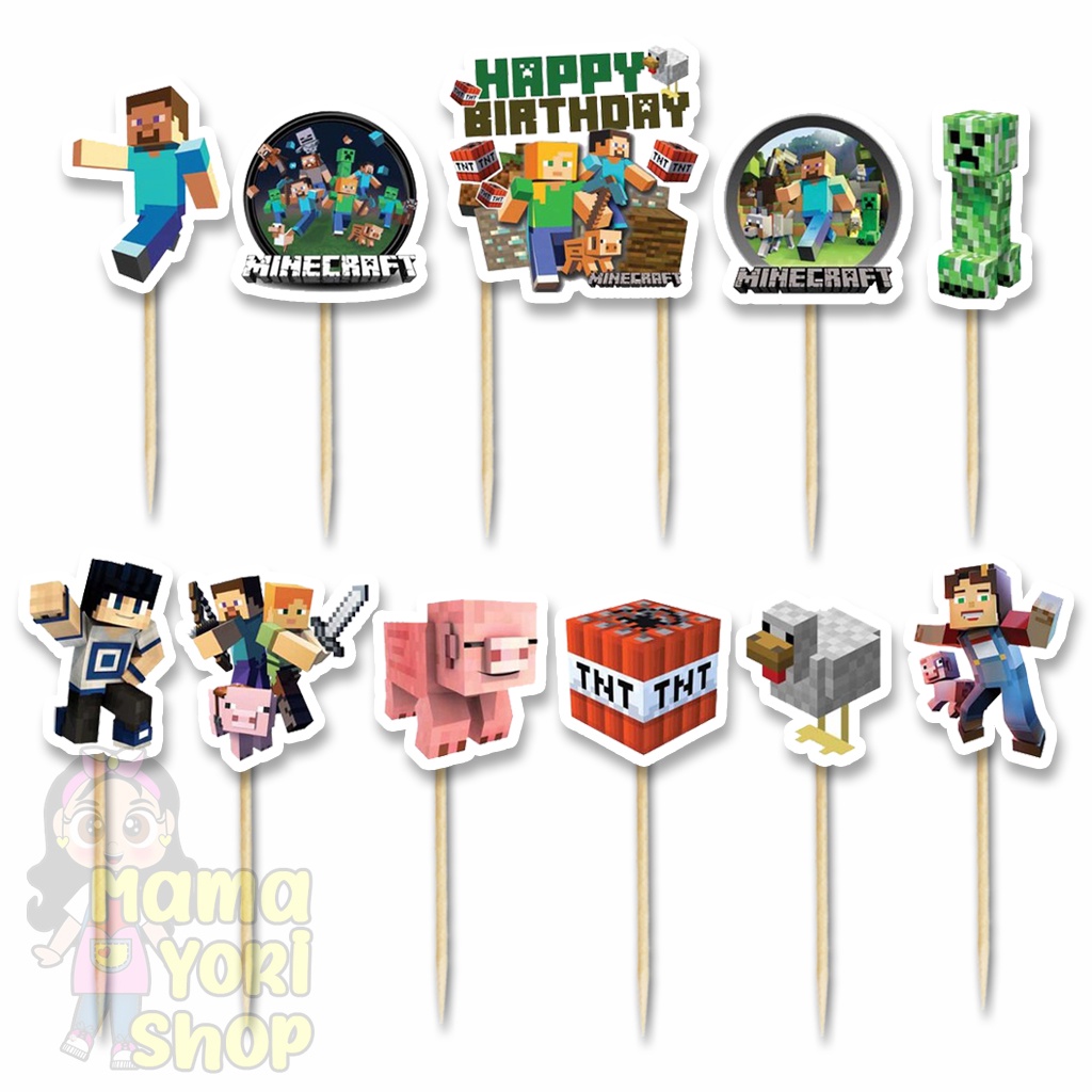 Jual Hiasan Kue Ulang Tahun Topper Cake Motif MINE CRAFT GAME | Shopee