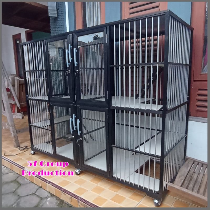 Jual Kandang Rumah Kucing Hewan Tingkat Pintu Alumunium Cathome Aquarium Murah Moderen