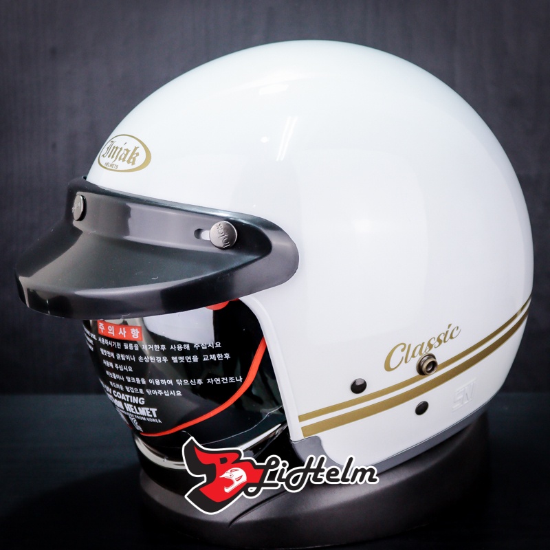 Jual HELM INJAK RETRO #06 LINE | WHITE GLOSSY | BOGO CLASSIC | Shopee ...