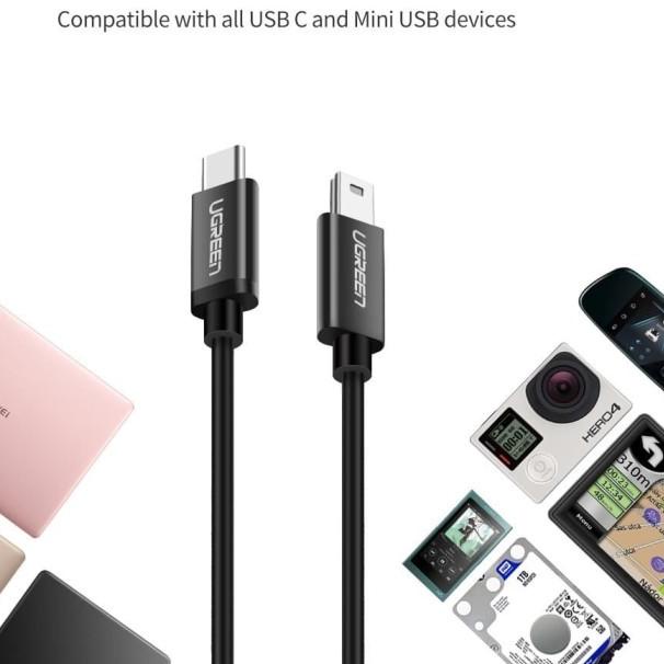 Jual Ugreen 50445 Type C To Mini Usb Cable For Macbook 2a 480mbps 1m Black Shopee Indonesia