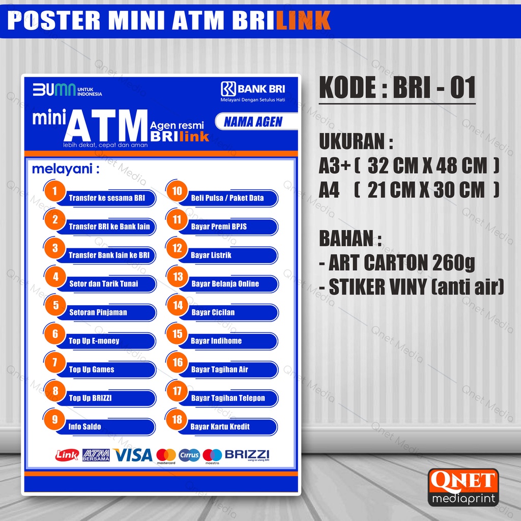 Jual POSTER & STIKER MINI ATM BRILINK + LAMINASI GLOSSY Shopee Indonesia