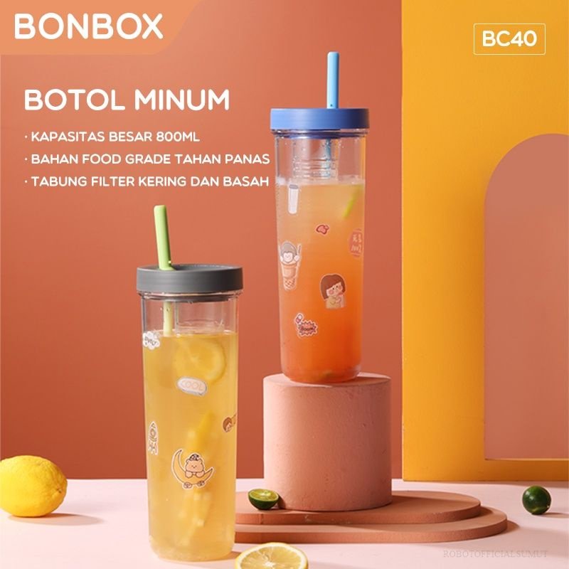 Jual Bonbox BC40 Tumbler Botol Minum Sedotan dengan Filter Teh Buah ...