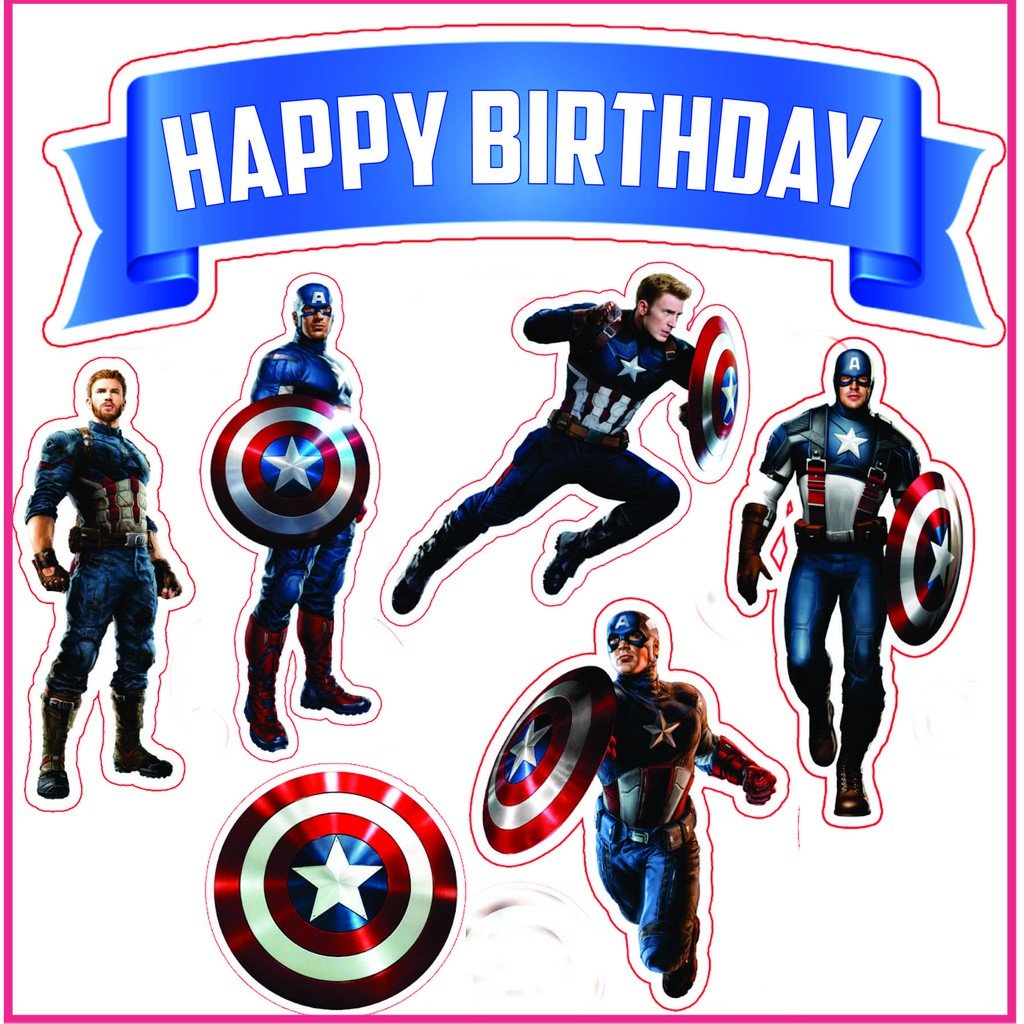 Jual BIGBAG TOPPER CAKE ULANG TAHUN / HIASAN KUE CAPTAIN AMERICA