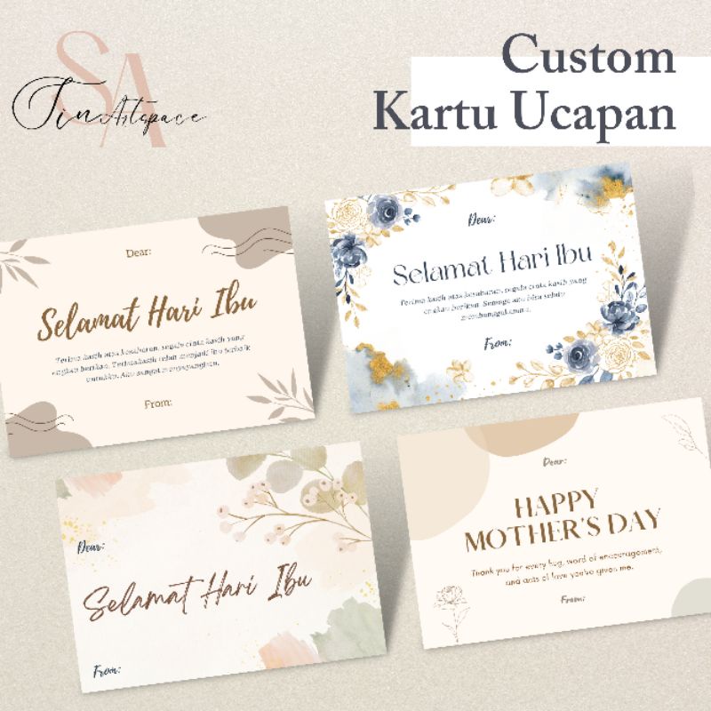 Jual Cetak Kartu Ucapan Selamat Hari Ibu, Custom Kartu Ucapan | Shopee