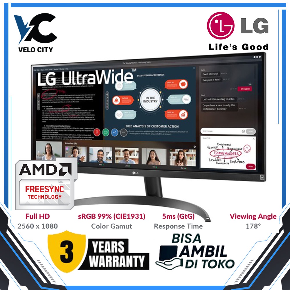 Jual MONITOR LG 29" ULTRAWIDE FHD HDR10 MONITOR 29WP500-B IPS 75hz ...