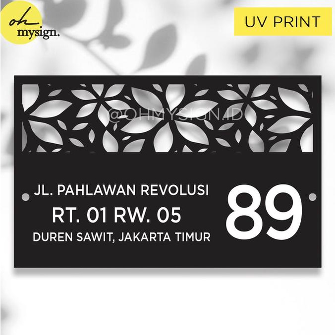 Jual Custom Papan Alamat Rumah Akrilik Bolong + UV Print Nomor Rumah ...